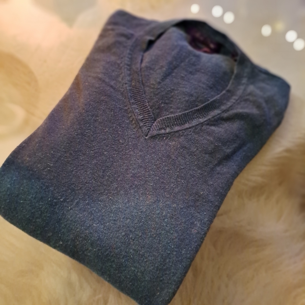 Alan Flusser Cotton Cashmere Blend Men's Sweater.  Blue. Size Large. SALE